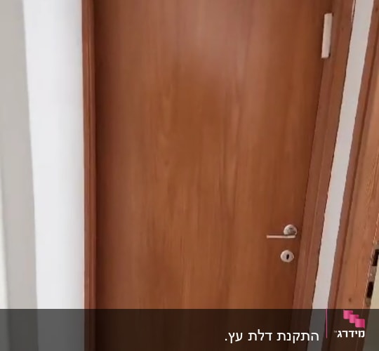 דלת עץ חומה עם ידית כסופה
